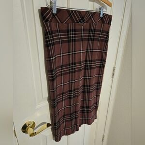 Torrid Plaid Pencil Skirt in Brown and Black